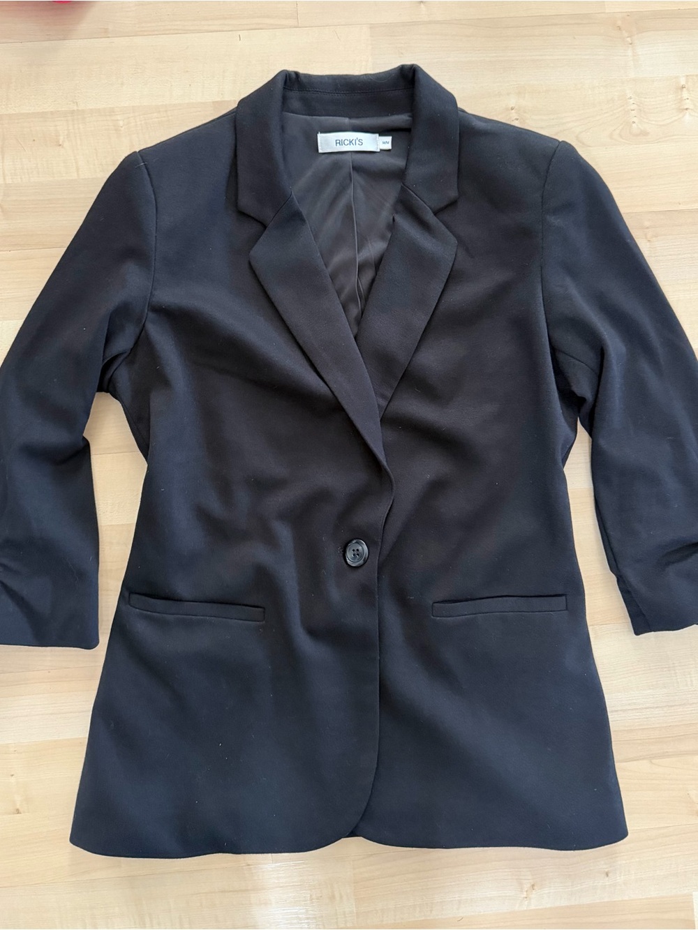 Ricki's Black Single Button Blazer 3/4 Sleeve Women’s M